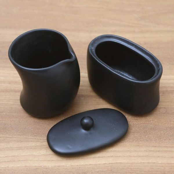 Alternate image for Black Ceramic Creamer and Sugar BowlSet Pair Sweet Morning in Black