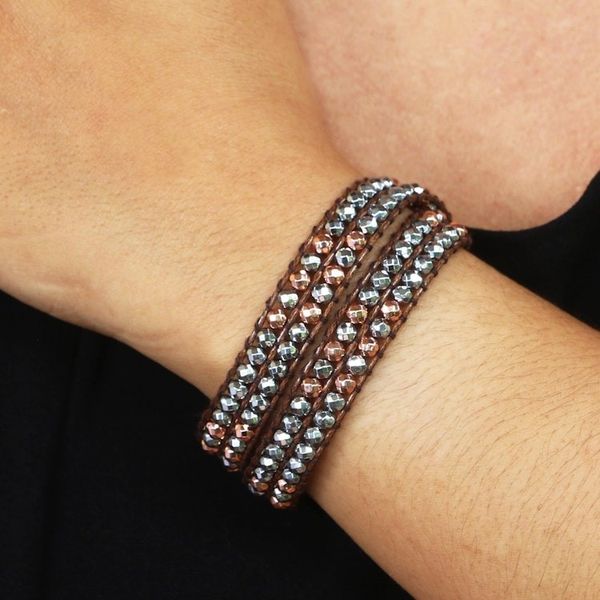 Alternate image for Artisan Crafted Hematite Beaded Wrap Bracelet Under the Earth