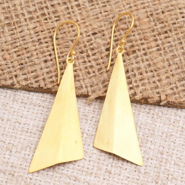 Alternate image for Hand Crafted Gold-Plated Dangle Earrings Golden Mountain
