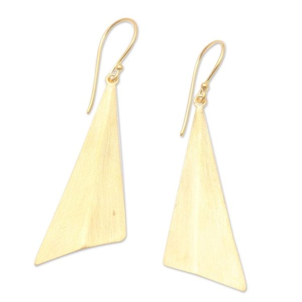 Alternate image for Hand Crafted Gold-Plated Dangle Earrings Golden Mountain