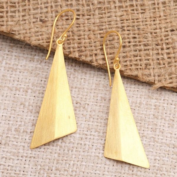Alternate image for Hand Crafted Gold-Plated Dangle Earrings Golden Mountain