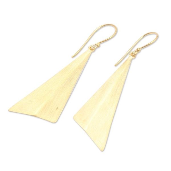 Alternate image for Hand Crafted Gold-Plated Dangle Earrings Golden Mountain