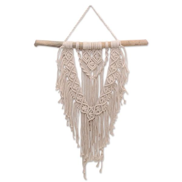 Alternate image for 100 Cotton Ivory Macrame Wall Hanging Crown Prince