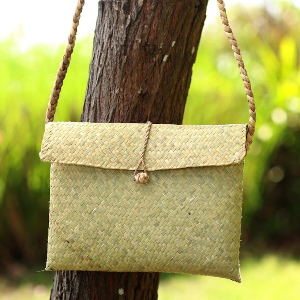 Hand Woven Natural Fiber Shoulder Bag 'Easy Going'