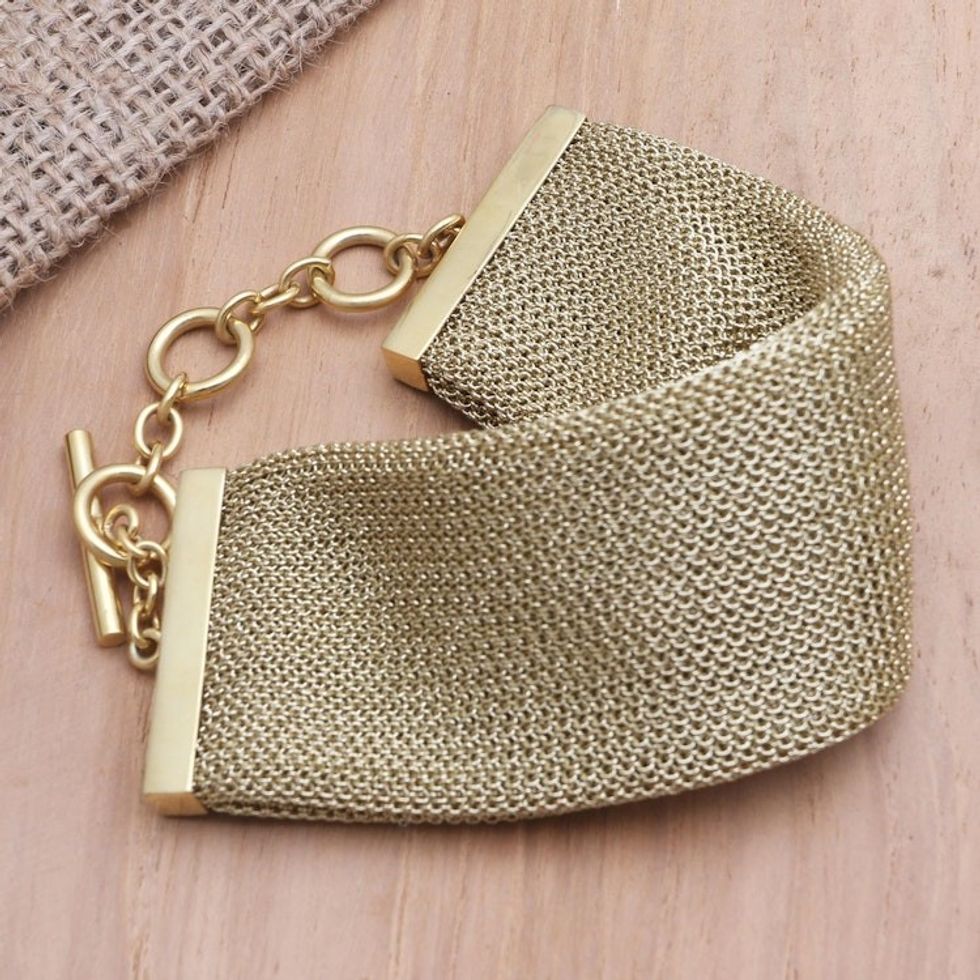 Gold-Plated Mesh Wristband Bracelet 'Weekend Night'