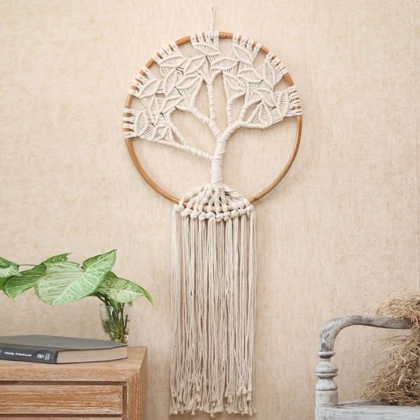 Alternate image for Handcrafted Ivory Macrame Tree Wall Hanging Deep Roots, Strong Branches
