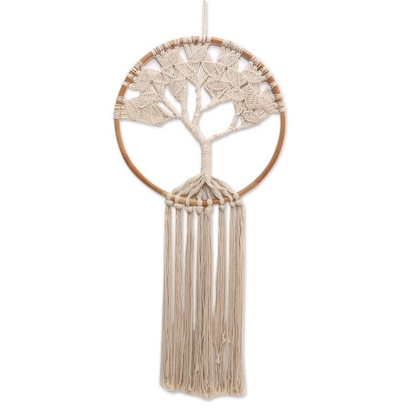 Alternate image for Handcrafted Ivory Macrame Tree Wall Hanging Deep Roots, Strong Branches
