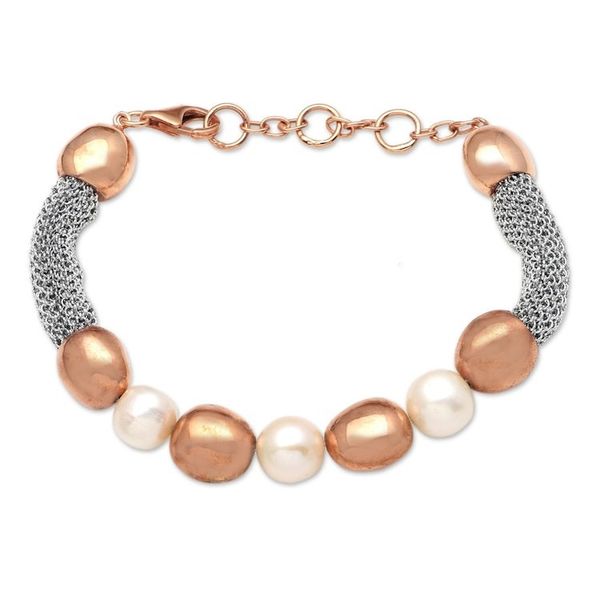 Alternate image for Handmade Rose Gold-Plated Cultured Pearl Beaded Bracelet Golden Waters