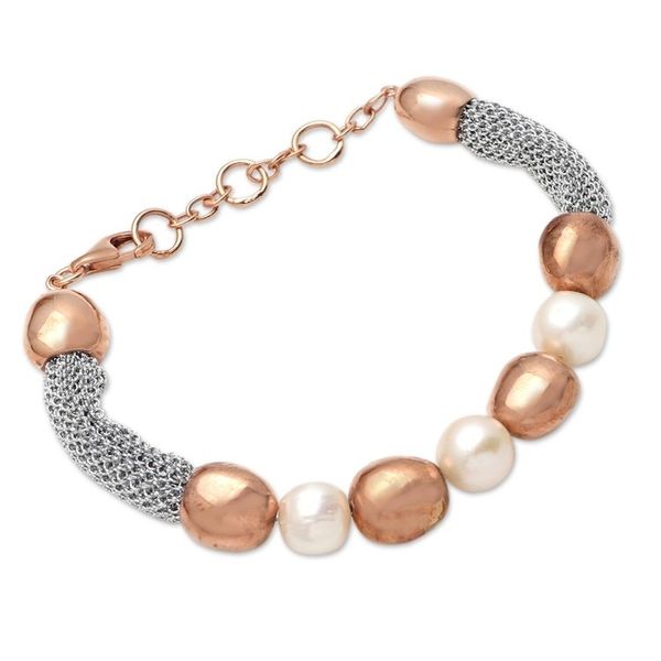 Alternate image for Handmade Rose Gold-Plated Cultured Pearl Beaded Bracelet Golden Waters