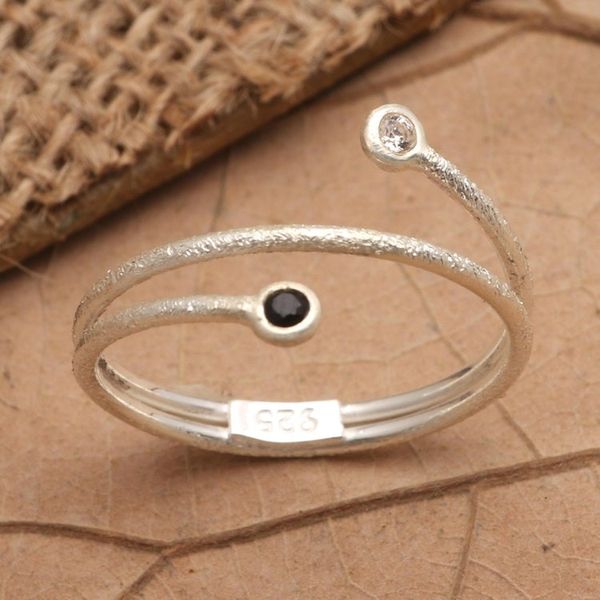 Alternate image for Black Crystal and Cubic Zirconia Wrap Ring Meet Your Match