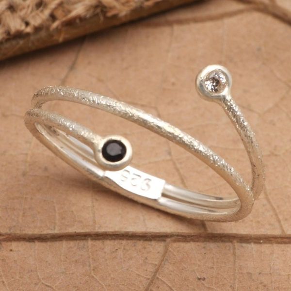 Alternate image for Black Crystal and Cubic Zirconia Wrap Ring Meet Your Match