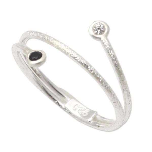 Alternate image for Black Crystal and Cubic Zirconia Wrap Ring Meet Your Match