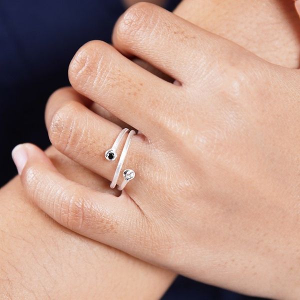 Alternate image for Black Crystal and Cubic Zirconia Wrap Ring Meet Your Match