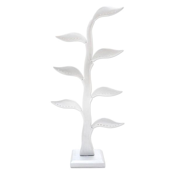 Alternate image for Silver Jempinis Wood Leaf-Themed Jewelry Holder 21 Inch Daun Salam in Silver