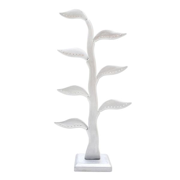 Alternate image for Silver Jempinis Wood Leaf-Themed Jewelry Holder 21 Inch Daun Salam in Silver