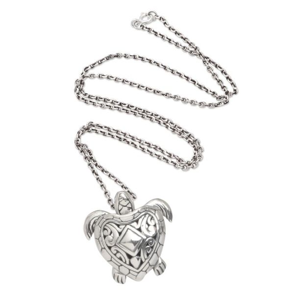 Alternate image for Hand Made Sterling Silver Pendant Turtle Necklace Turtle Life