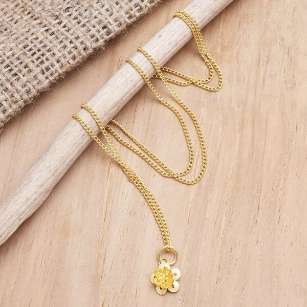 Alternate image for Gold-Plated Sterling Silver Filigree Pendant Necklace Strawberry Flower