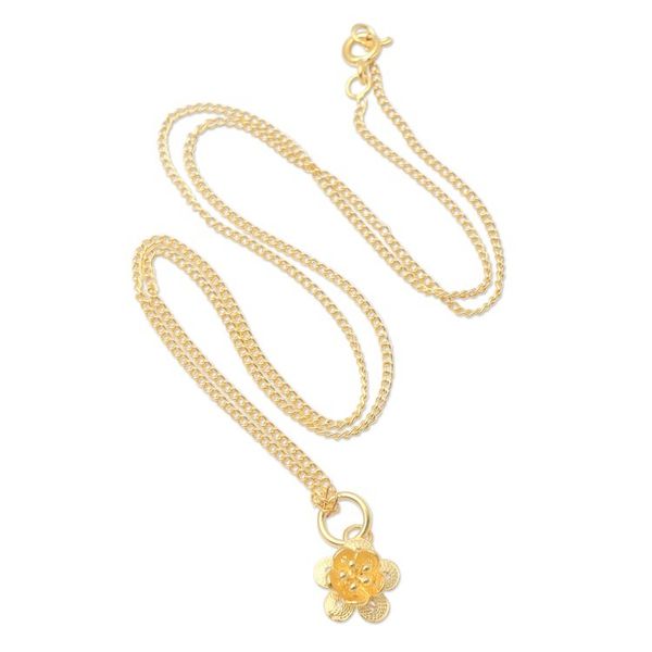 Alternate image for Gold-Plated Sterling Silver Filigree Pendant Necklace Strawberry Flower