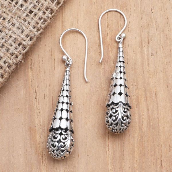 Alternate image for Hand Crafted Sterling Silver Dangle Earrings Beaming Light
