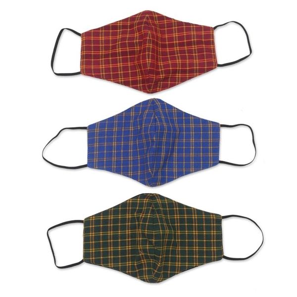 Alternate image for Set of 3 Plaid Cotton Face Masks with Elastic Ear Loops A Proper Plaid
