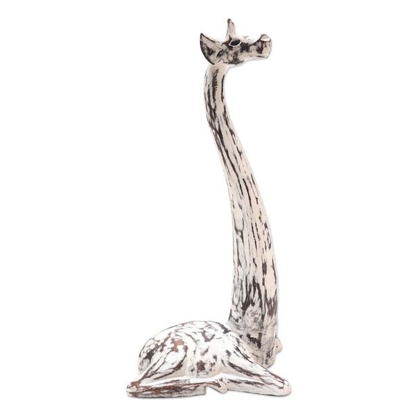 Alternate image for White Albesia Wood Giraffe Statuette Darling Giraffe