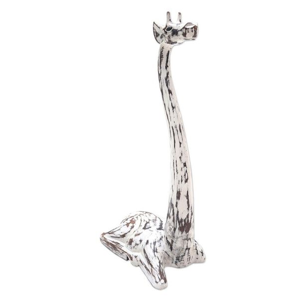 Alternate image for White Albesia Wood Giraffe Statuette Darling Giraffe