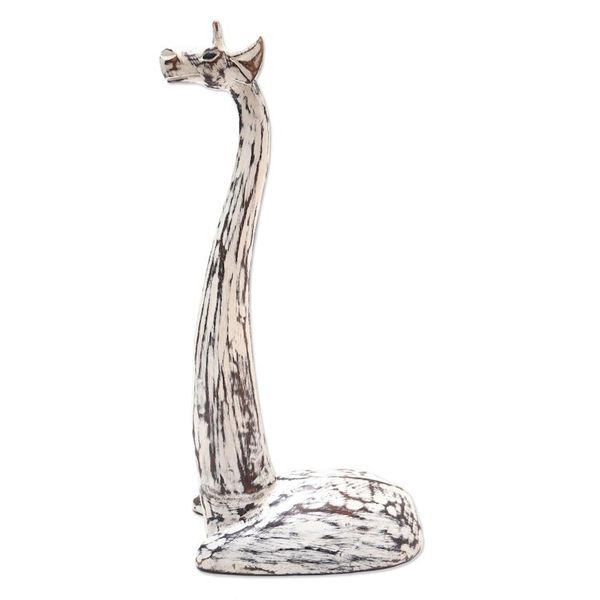 Alternate image for White Albesia Wood Giraffe Statuette Darling Giraffe