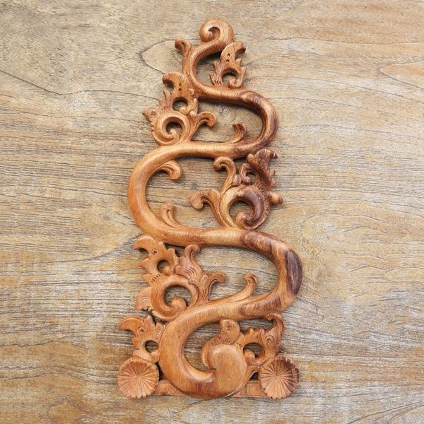 Alternate image for Balinese Wood Relief Panel Fire Motif Balinese Fire
