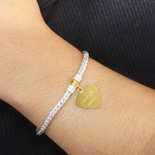 Alternate image for Gold-Plated Sterling Silver Heart Charm Bracelet from Bali Love for Mom in Gold