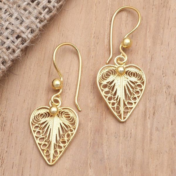 Alternate image for Gold-Plated Heart-Shaped Dangle Earrings Burning Love