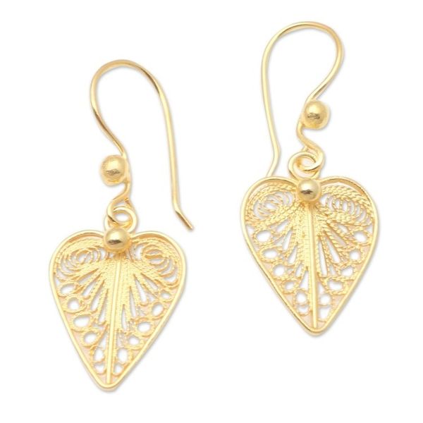 Alternate image for Gold-Plated Heart-Shaped Dangle Earrings Burning Love