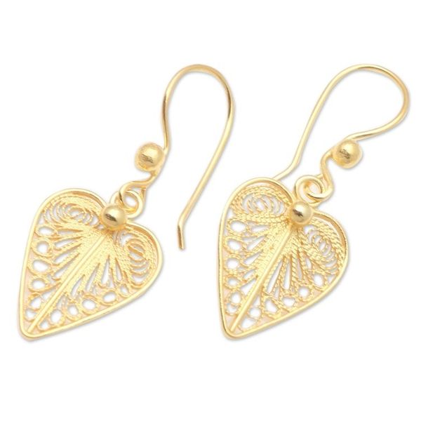 Alternate image for Gold-Plated Heart-Shaped Dangle Earrings Burning Love