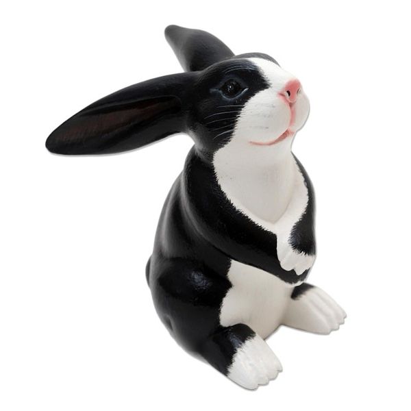 Alternate image for Bunny Sculpture in Black and White Adorable Tuxedo Rabbit