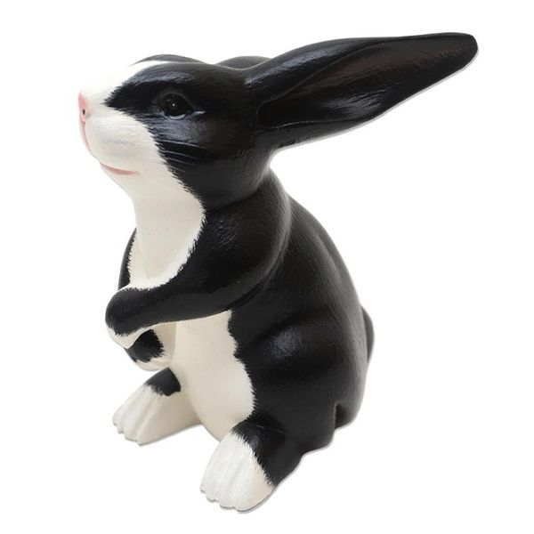 Alternate image for Bunny Sculpture in Black and White Adorable Tuxedo Rabbit