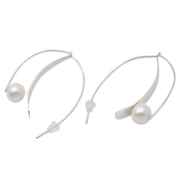 Alternate image for Cultured Pearl and Sterling Silver Drop Earrings Ocean Pearl