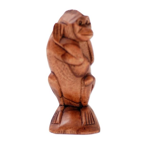 Alternate image for Hand Carved Suar Wood Monkey Sculpture Monkey Forest