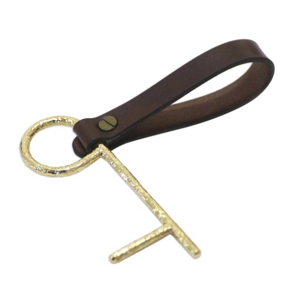 Brass No Touch Tool with Leather Lanyard 'Java Explorer'