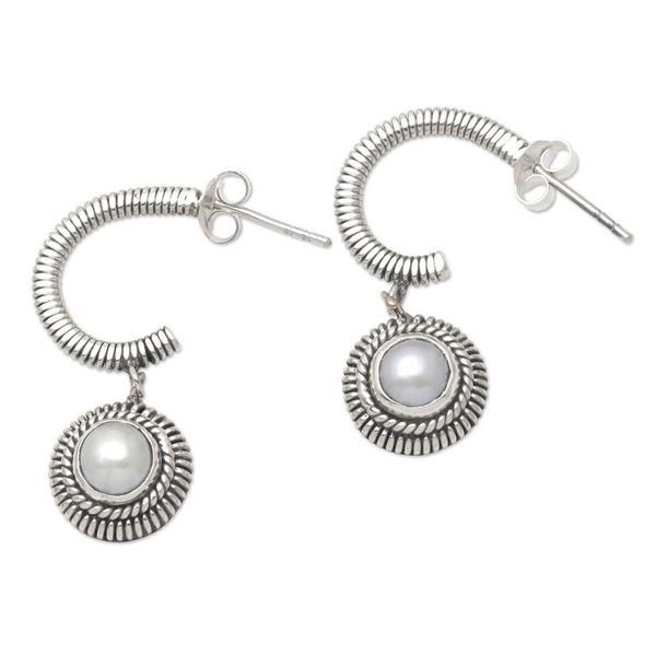 Alternate image for Cultured Pearl and Sterling Silver Dangle Earrings Light Year in White