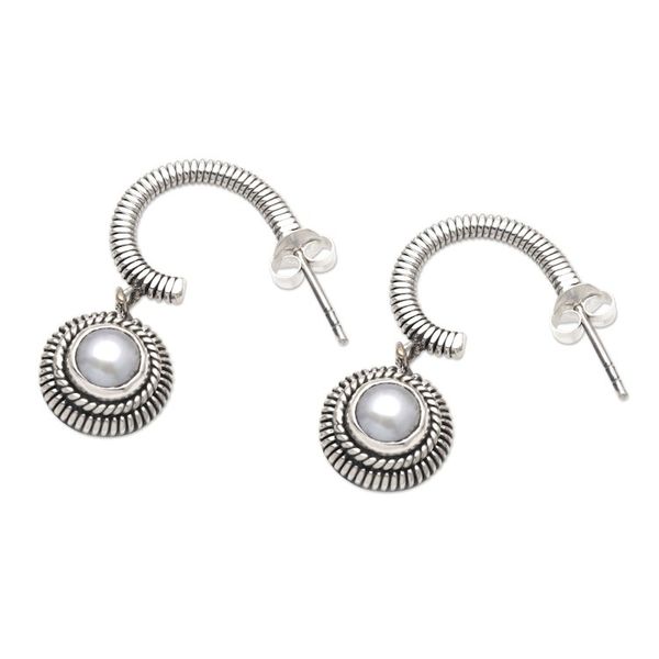 Alternate image for Cultured Pearl and Sterling Silver Dangle Earrings Light Year in White