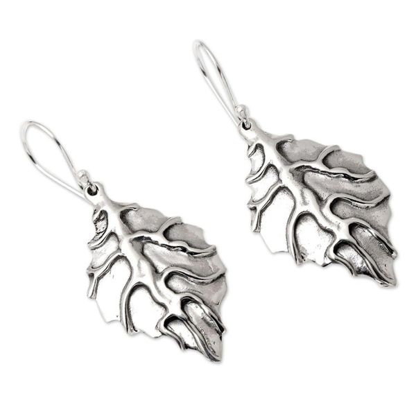 Alternate image for Handmade Sterling Silver Leaf Dangle Earrings Autumn Dream