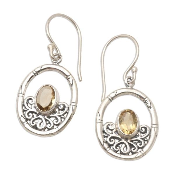 Alternate image for Citrine and Sterling Silver Dangle Earrings Petite Bamboo