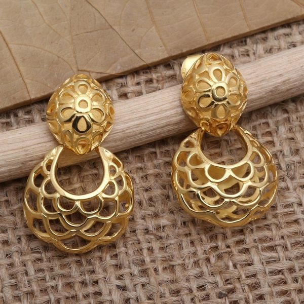 Alternate image for Hand Crafted Gold-Plated Dangle Earrings Scale Back in Gold