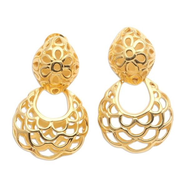 Alternate image for Hand Crafted Gold-Plated Dangle Earrings Scale Back in Gold