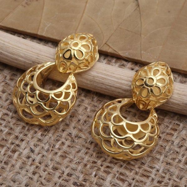 Alternate image for Hand Crafted Gold-Plated Dangle Earrings Scale Back in Gold