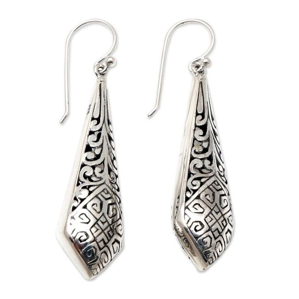 Alternate image for Balinese Sterling Silver Dangle Earrings Fashion Plate