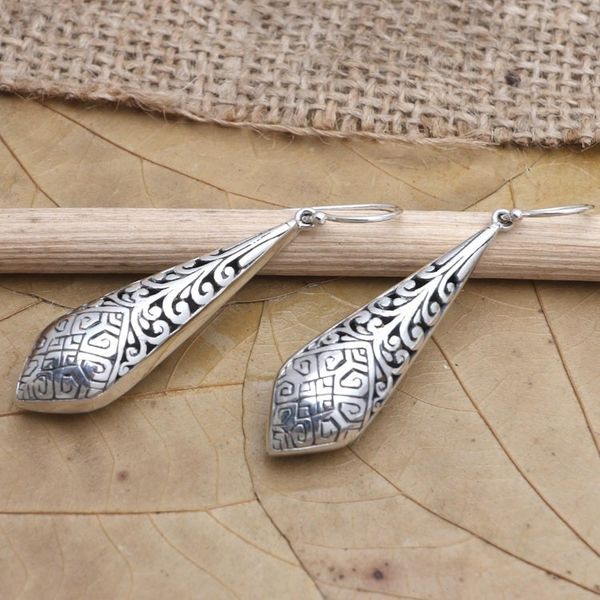 Alternate image for Balinese Sterling Silver Dangle Earrings Fashion Plate