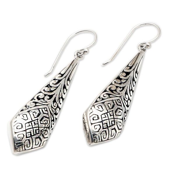 Alternate image for Balinese Sterling Silver Dangle Earrings Fashion Plate