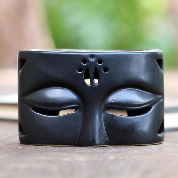 Alternate image for Black Ceramic Buddha-Themed Oil Warmer Warming Buddha in Black