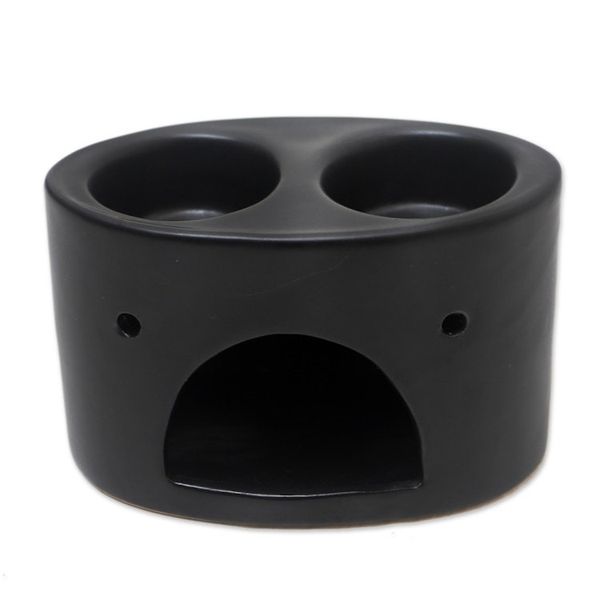 Alternate image for Black Ceramic Buddha-Themed Oil Warmer Warming Buddha in Black