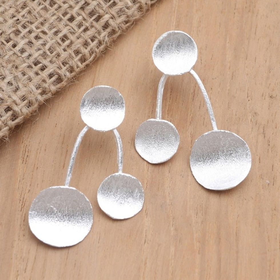 Artisan Made Sterling Silver Drop Earrings 'Be Groovy'